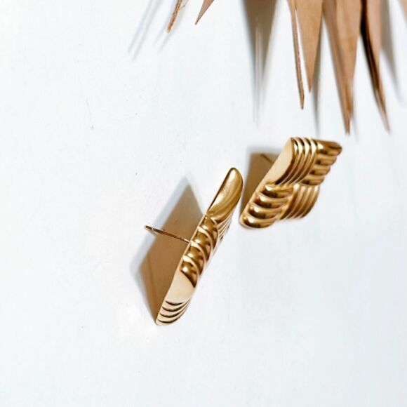 Gold geo stud earrings #1125 - Picture 3 of 4